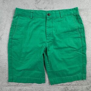 Brooks Brothers 346 Mens Green Cotton Chino Shorts Size 33 Flat Front Preppy